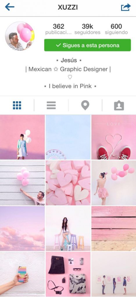 Feed por colores en instagram